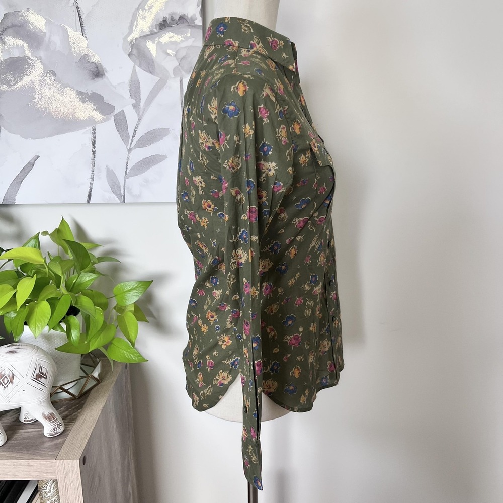 Lauren Ralph Lauren Button Up Top Womens Petite XS Floral Long Sleeve Cottage - Picture 4 of 7